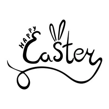 Happy easter spring graphic elements,vector set. Lettering, egg, branch Illustrazione stock