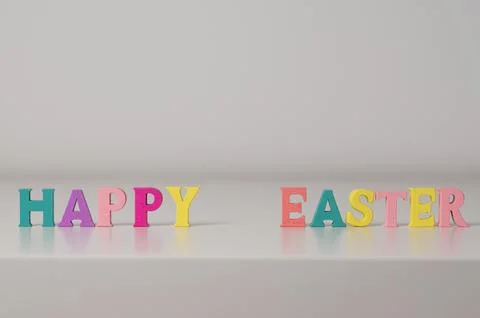 HAppy easter Spring greetings banner with colorful letters Stock Photos