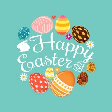 Happy Easter Spring Holiday Background Illustration Ilustración de archivo