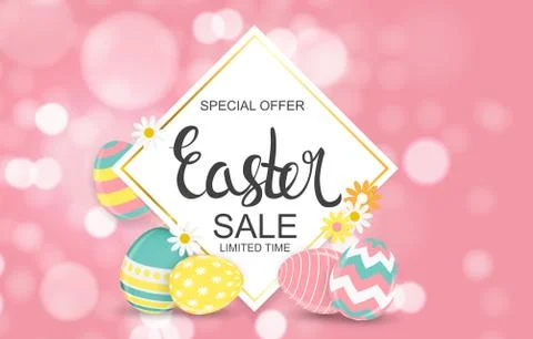 Happy Easter Spring Holiday Background Vector Illustration Ilustración de archivo