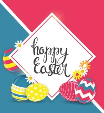 Happy Easter Spring Holiday Background Vector Illustration 스톡 일러스트