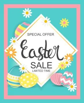 Happy Easter Spring Holiday Background Vector Illustration Stock Illustration