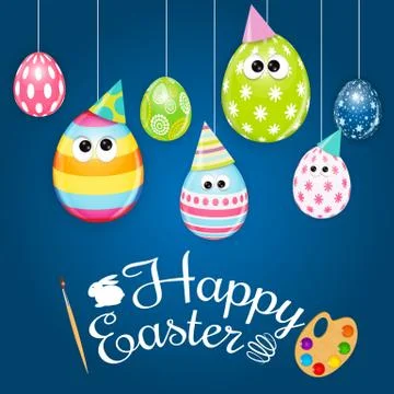 Happy Easter Spring Holiday Background Illustration 스톡 일러스트
