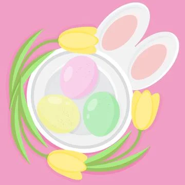 Happy Easter Spring Holiday Eggs Traditional Food Stock Illustration