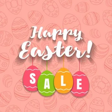 Happy easter spring sale offer, banner template. Illustrazione stock