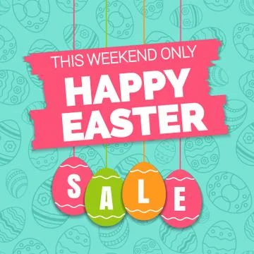 Happy easter spring sale offer, banner template. Stock Illustration