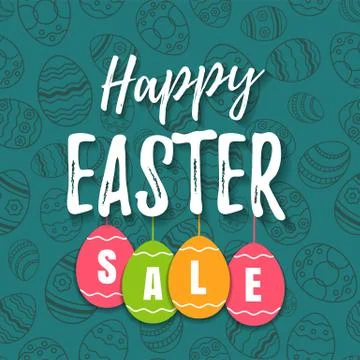 Happy easter spring sale offer, banner template. Stock Illustration