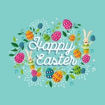 Happy Easter spring time illustration background 스톡 일러스트