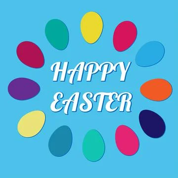 Happy easter square banner vector illustration with colorful eggs Stock Illustration