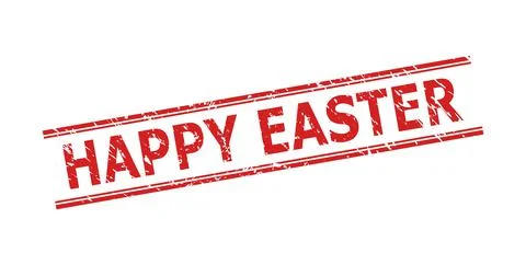 HAPPY EASTER Stamp Seal with Rubber Texture and Double Parallel Lines Stock Illustration