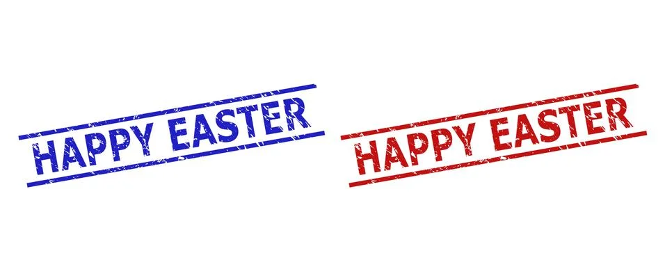 HAPPY EASTER Stamps with Corroded Style and Parallel Lines イラスト素材