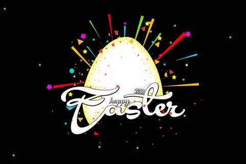 Happy Easter with stars, black background with colorful star. Stock Illustration