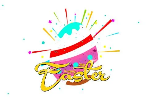 Happy Easter with stars, white background with colorful egg. Stock Illustration
