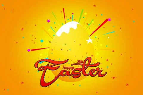 Happy Easter with stars, yellow background with colorful star. Stock Illustration