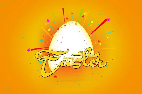 Happy Easter with stars, yellow background with colorful star. Stock Illustration