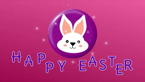 Happy Easter sticker with animated cute bunny Stock Footage 234110106