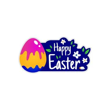 Happy easter sticker design template vector Stock Illustration