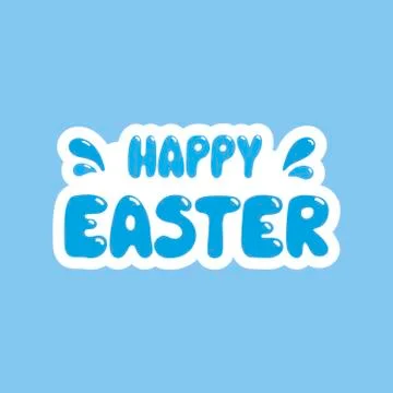 Happy Easter Sticker Lettering Stock Illustration