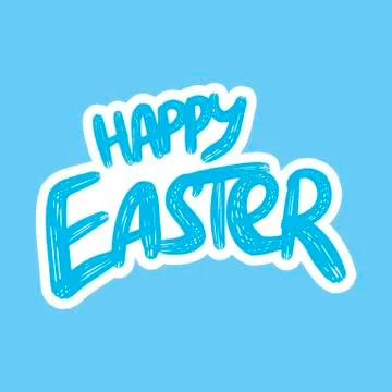 Happy Easter Sticker Lettering Stock Illustration