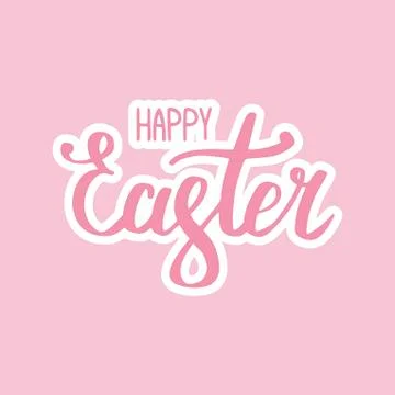 Happy Easter Sticker Lettering Stock Illustration