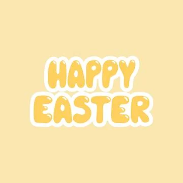 Happy Easter Sticker Lettering Stock Illustration
