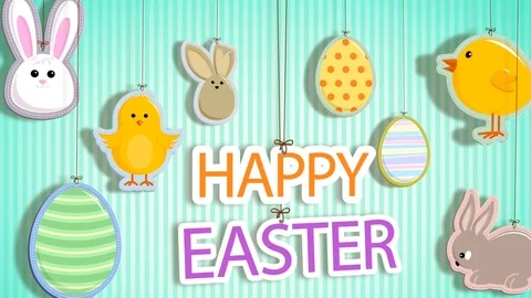 Happy Easter with Strings Attached 4K Loop Stock Footage 104309331