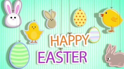 Happy Easter with Strings Attached Loop Stock Footage 60817908