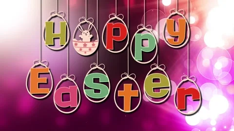 Happy Easter on Strings over Lights Loop Stock-Footage 60818146