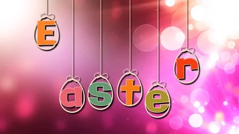 Happy Easter on Strings over Lights 4K Loop Stock Footage 104310907