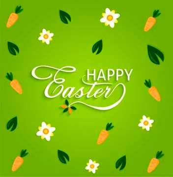 Happy Easter with stylish text on decorative background Stock Illustration