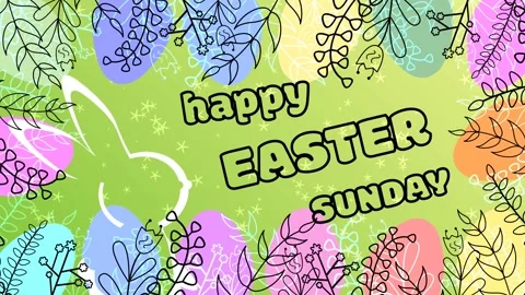 Happy easter Sunday blessing on blur green background and decorated frame w.. Stock Footage 265140636