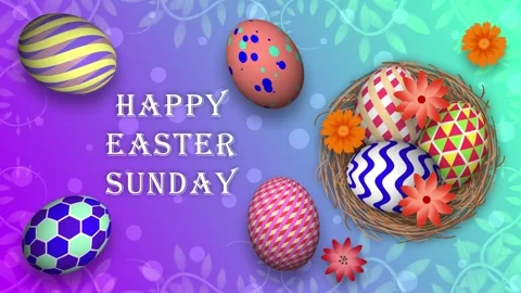 Happy easter Sunday blessings clip with beautifully decorated eggs Stock Footage 268470308