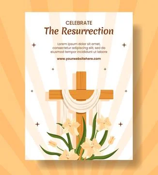 Happy Easter Sunday Day Vertical Poster Cartoon Hand Drawn Templates Backgr.. Stock Illustration