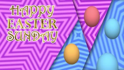 Happy easter sunday golden blessings text on blue and pink blur background .. Stock Footage 306078087