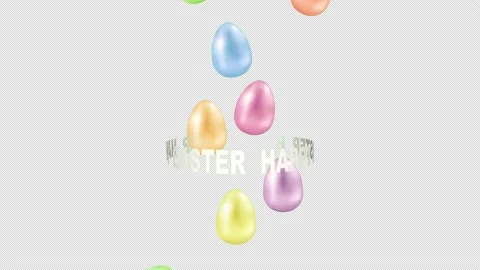 Happy Easter swirling text around eggs looped seamless animation with Alpha Stock Footage 146984845