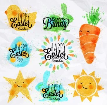 Happy easter symbols Stock Illustration