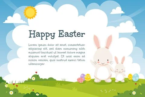 Happy Easter template with copy space. Stock Illustration