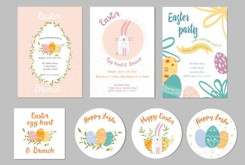 Happy Easter templates. Cute abstract design greeting cards and invitations Illustrazione stock