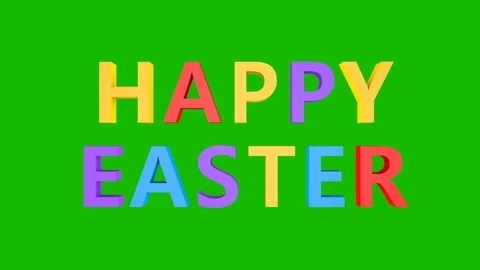 Happy Easter text 3d color animation. Green  screen. Stock Footage 171991216