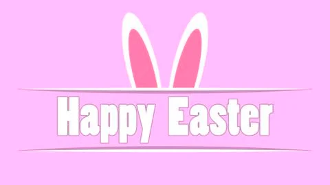 Happy easter text and bunny ears on pink background Stock Illustration