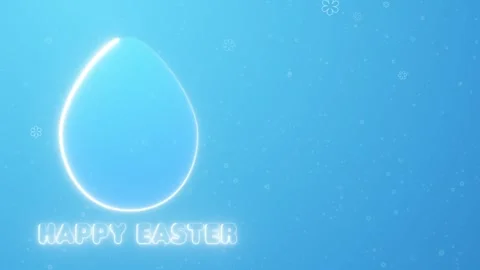 Happy Easter text and large glowing egg with white backlight, on a blue Stock Footage 309471703