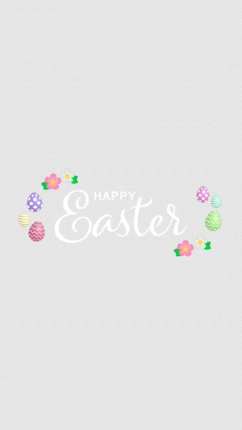 Happy easter text animation with easter eggs and flowers on transparent backgr Stock Footage 311238242