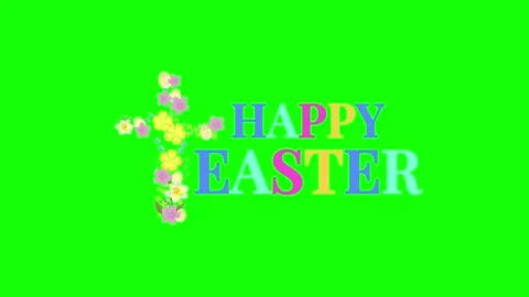 Happy Easter text animation with flowers Stock Footage 340613581