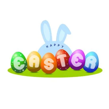 Happy Easter text background vector with alphabets in decorative colorful egg 스톡 일러스트