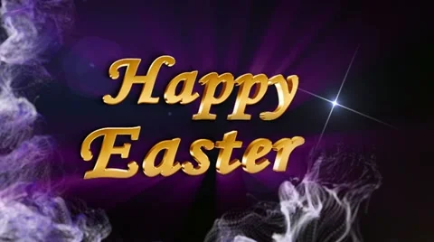 Happy easter text blue 2 1280x720 Stock Footage 21435235