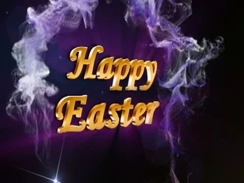 Happy easter text blue 2 640x480 Stock Footage 21435249