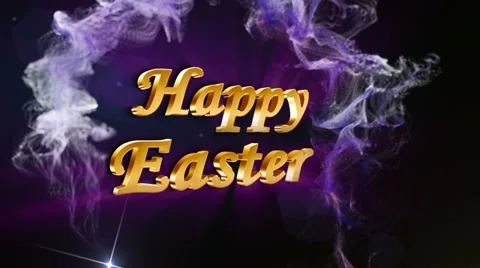 Happy easter text blue 2 HD Stock Footage 21435464