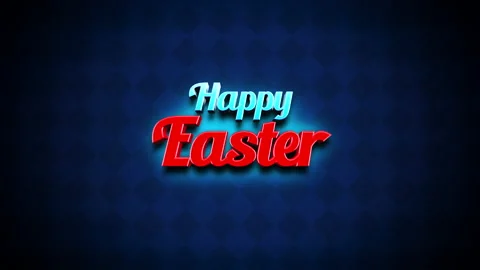Happy Easter text on blue geometric squares gradient pattern Stock Footage 229850552