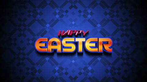 Happy Easter text on blue geometric gradient pattern Stock Footage 229850620