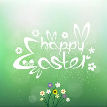 Happy Easter text on blur background Stock Illustration